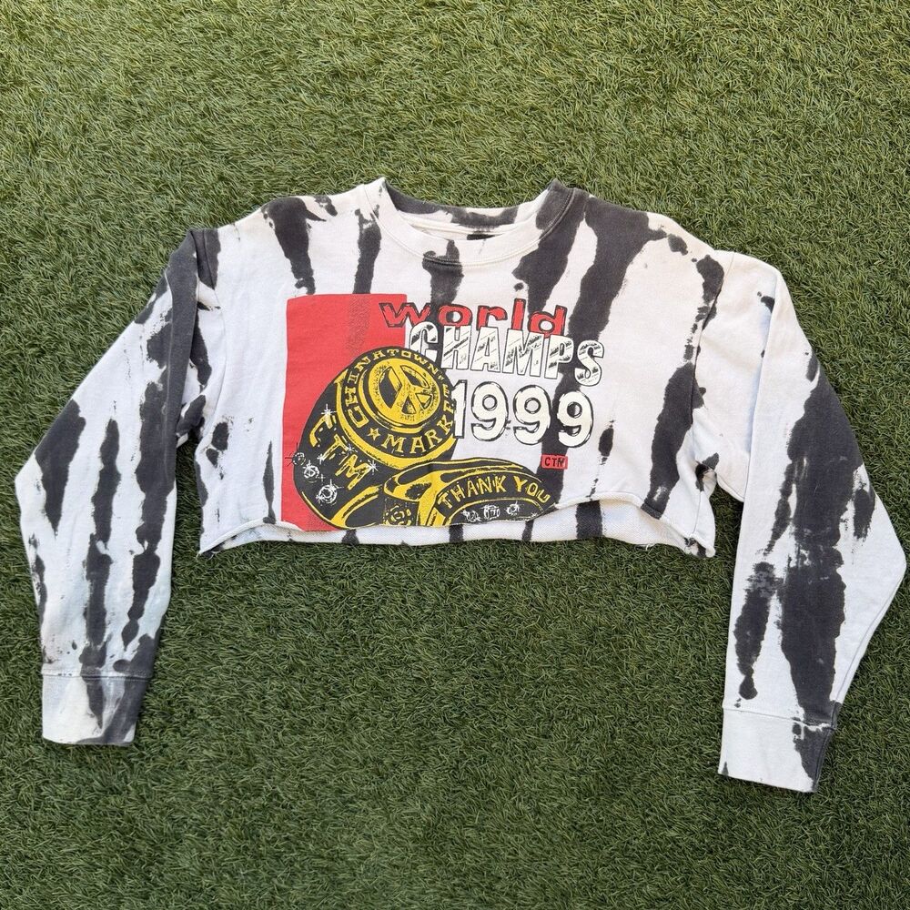 Chinatown Market Cropped Sweatshirt Womens M Tie Dye 1999 Graphic Streetwear Y2K